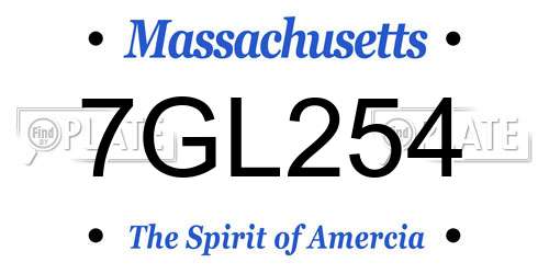 7GL254 Massachusetts License Plate