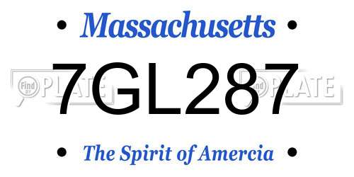 7GL287 Massachusetts License Plate