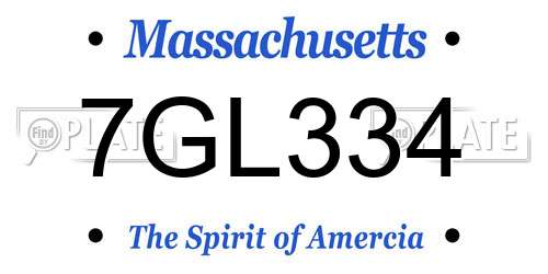 7GL334 Massachusetts License Plate