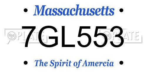 7GL553 Massachusetts License Plate