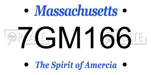 7GM166 Massachusetts License Plate