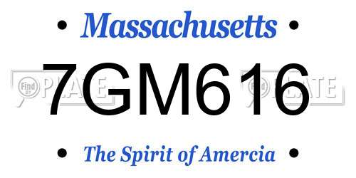 7GM616 Massachusetts License Plate