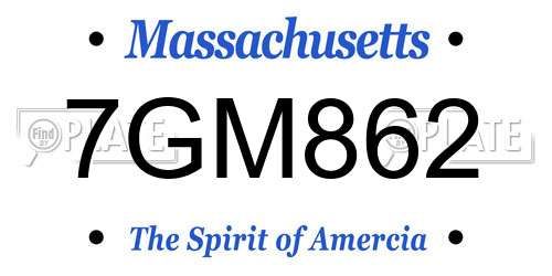 7GM862 Massachusetts License Plate