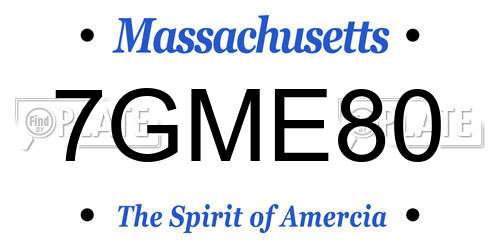7GME80 Massachusetts License Plate