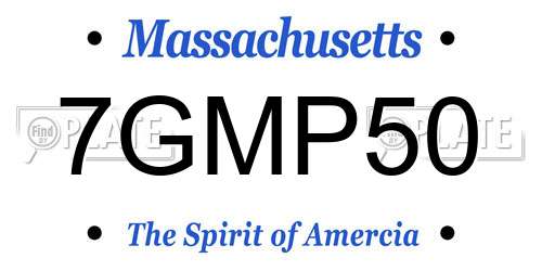 7GMP50 Massachusetts License Plate