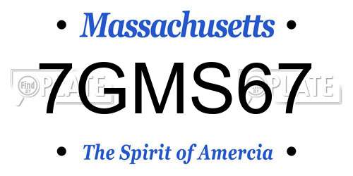 7GMS67 Massachusetts License Plate