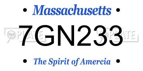 7GN233 Massachusetts License Plate