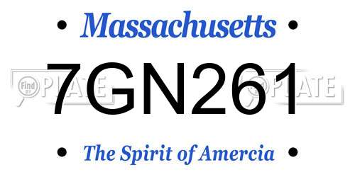 7GN261 Massachusetts License Plate