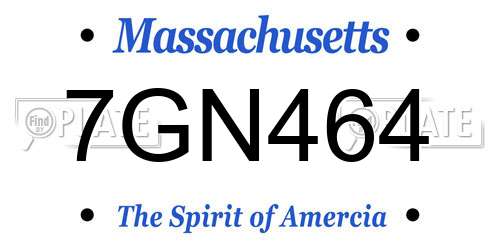 7GN464 Massachusetts License Plate