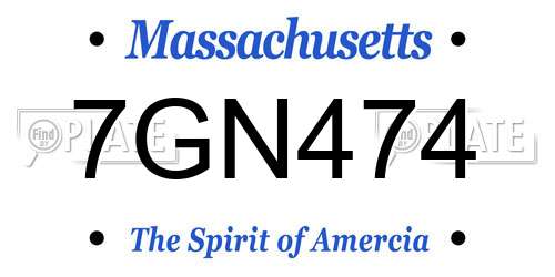 7GN474 Massachusetts License Plate