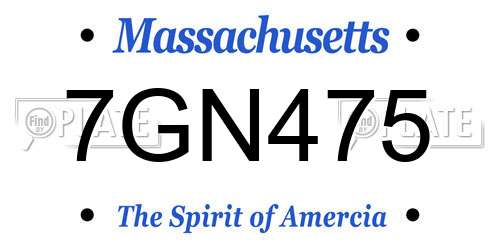 7GN475 Massachusetts License Plate