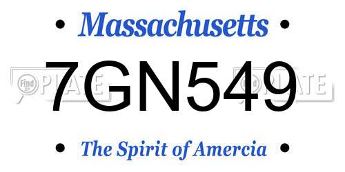 7GN549 Massachusetts License Plate