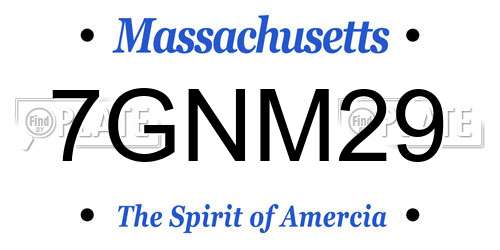 7GNM29 Massachusetts License Plate