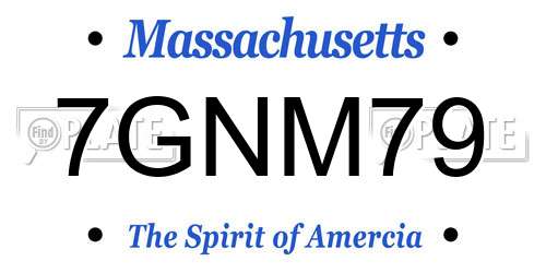 7GNM79 Massachusetts License Plate