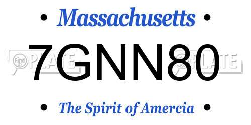 7GNN80 Massachusetts License Plate