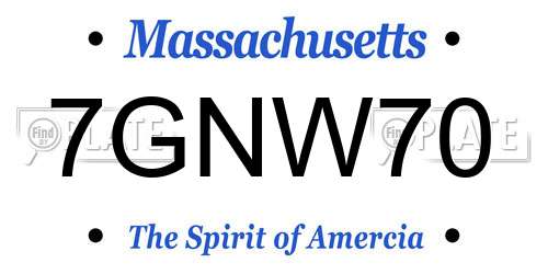 7GNW70 Massachusetts License Plate