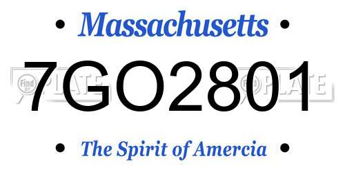 7GO2801 Massachusetts License Plate