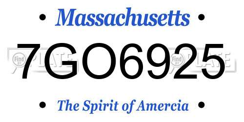 7GO6925 Massachusetts License Plate