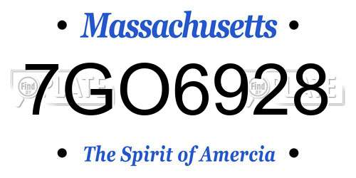 7GO6928 Massachusetts License Plate