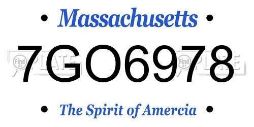 7GO6978 Massachusetts License Plate