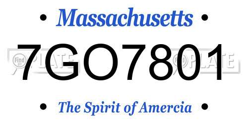 7GO7801 Massachusetts License Plate