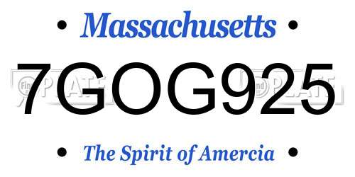 7GOG925 Massachusetts License Plate
