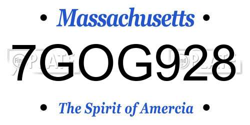 7GOG928 Massachusetts License Plate