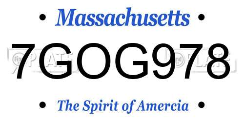 7GOG978 Massachusetts License Plate