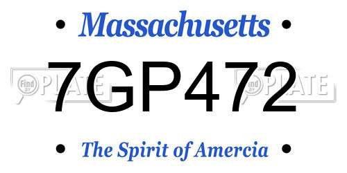7GP472 Massachusetts License Plate
