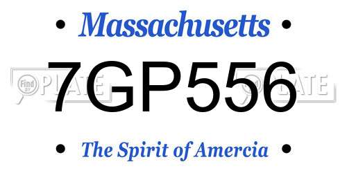 7GP556 Massachusetts License Plate