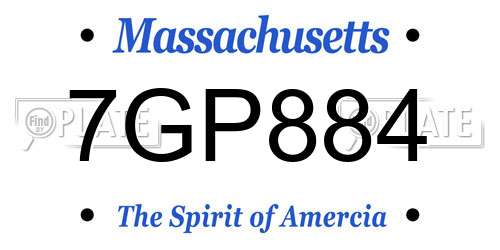 7GP884 Massachusetts License Plate