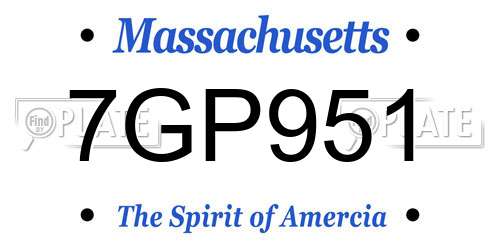 7GP951 Massachusetts License Plate