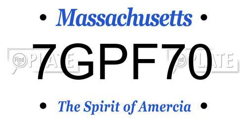 7GPF70 Massachusetts License Plate