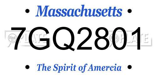7GQ2801 Massachusetts License Plate