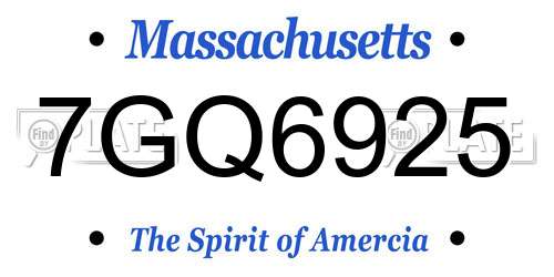 7GQ6925 Massachusetts License Plate