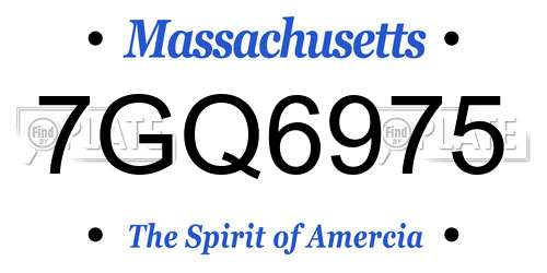 7GQ6975 Massachusetts License Plate