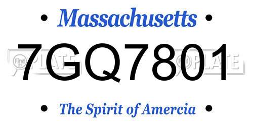 7GQ7801 Massachusetts License Plate