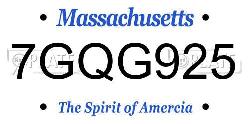 7GQG925 Massachusetts License Plate