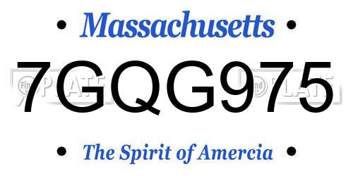 7GQG975 Massachusetts License Plate