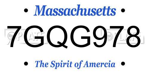 7GQG978 Massachusetts License Plate