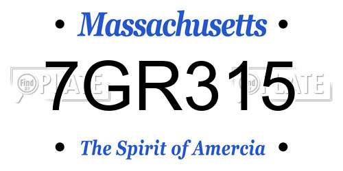 7GR315 Massachusetts License Plate