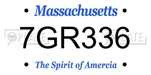 7GR336 Massachusetts License Plate