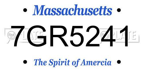 7GR5241 Massachusetts License Plate
