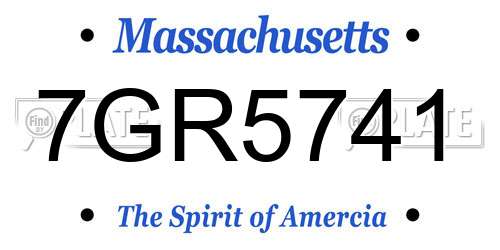 7GR5741 Massachusetts License Plate