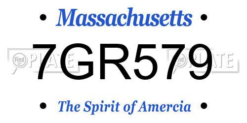 7GR579 Massachusetts License Plate