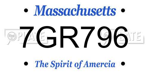 7GR796 Massachusetts License Plate