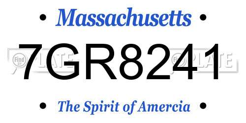 7GR8241 Massachusetts License Plate