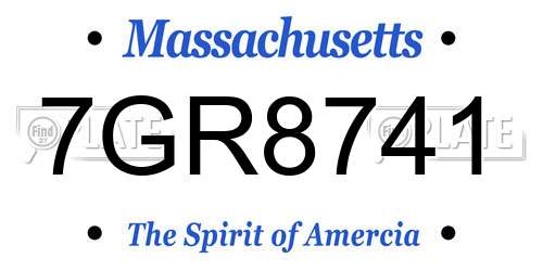 7GR8741 Massachusetts License Plate