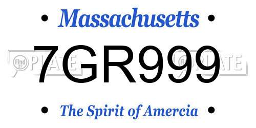 7GR999 Massachusetts License Plate