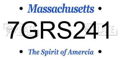 7GRS241 Massachusetts License Plate